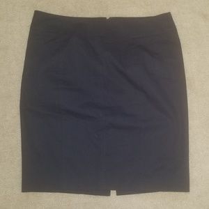 KARL LAGERFELD Navy Blue Stretch Cotton Pencil Skirt Sz 38